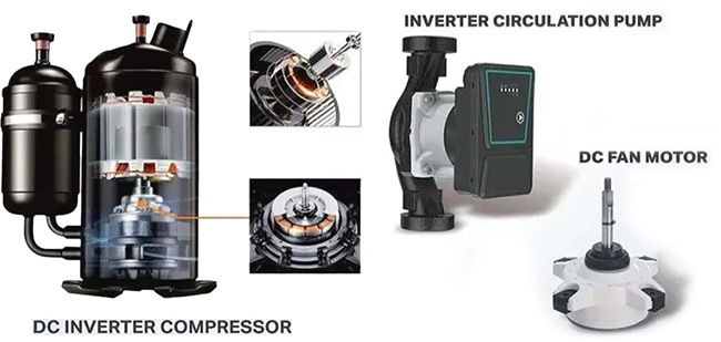 Split heat pump water heater features