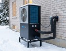 Outdoor heat pump in snow